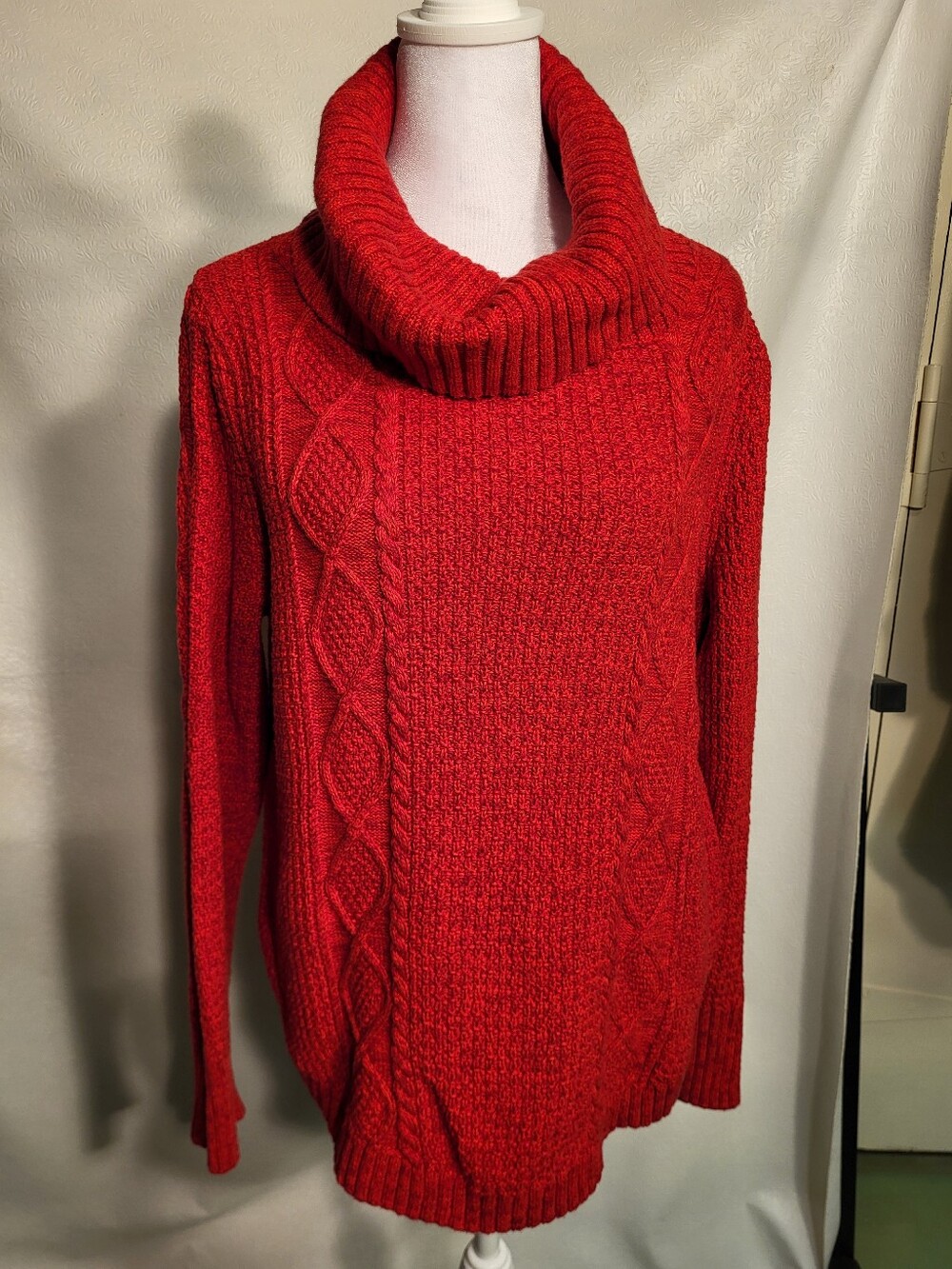 Gap Turtleneck Cable Knit Sweater Womens Large Red